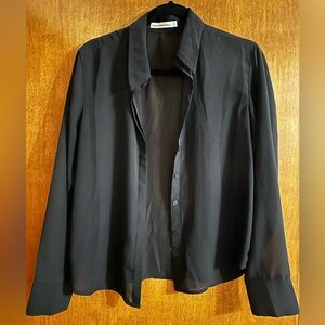 Black Sheer Button-Up Shirt